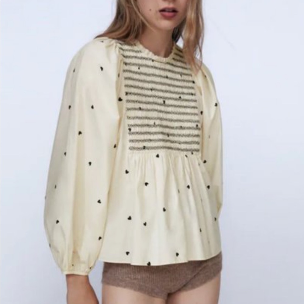 Zara heart print Poplin blouse